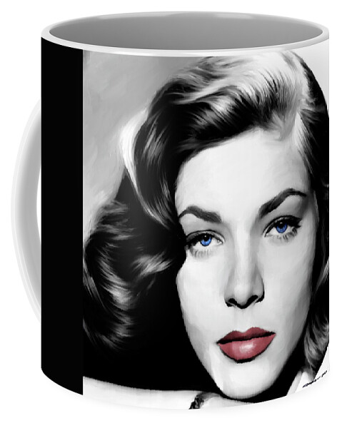 Lauren Bacall Coffee Mug featuring the digital art Lauren Bacall Large Size Portrait by Gabriel T Toro