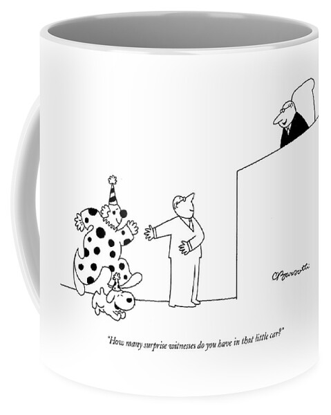 Lawyer Presenting A Clown And A Dog To A Judge Coffee Mug