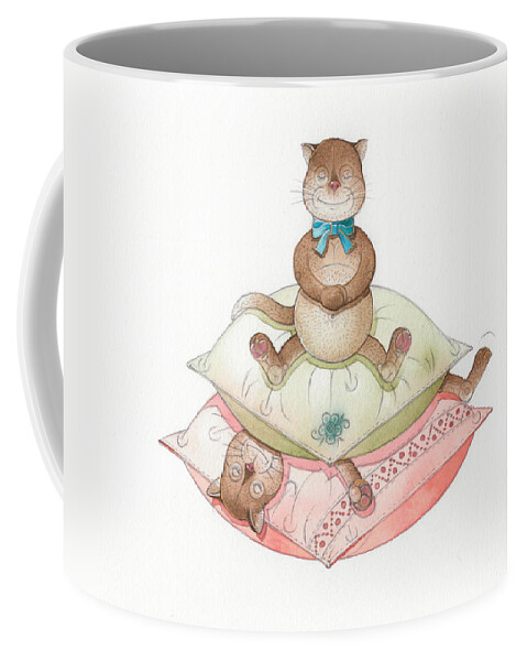 Cats Pillow Dream Rose Rest Relax Coffee Mug featuring the painting Lazy Cats02 by Kestutis Kasparavicius