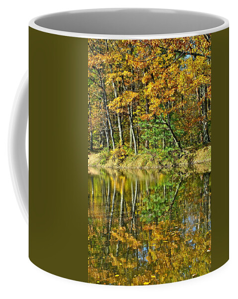 Autumn Coffee Mug featuring the photograph Leaning Trees by Frozen in Time Fine Art Photography