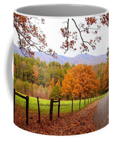 Reds Coffee Mug featuring the photograph Leaves A'fallin by Geraldine DeBoer