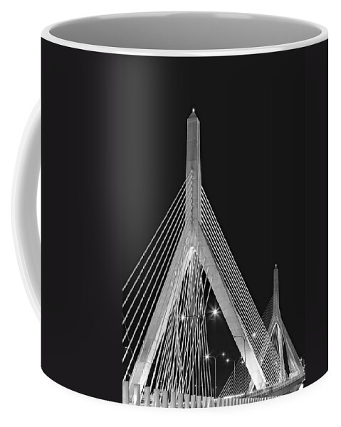 Zakim Coffee Mug featuring the photograph Leonard P. Zakim Bunker Hill Memorial Bridge BW II by Susan Candelario