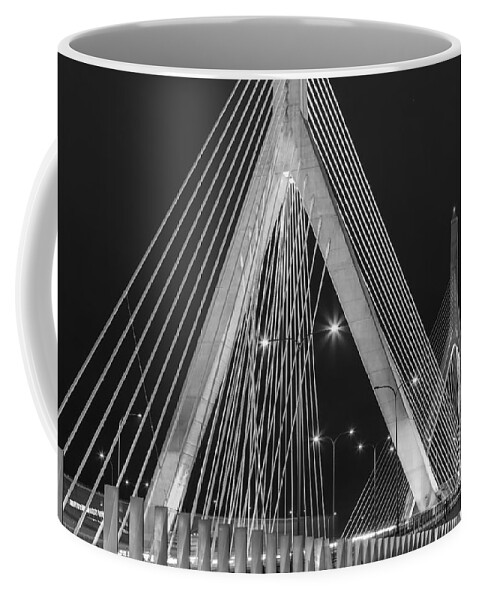 Zakim Coffee Mug featuring the photograph Leonard P. Zakim Bunker Hill Memorial Bridge BW by Susan Candelario