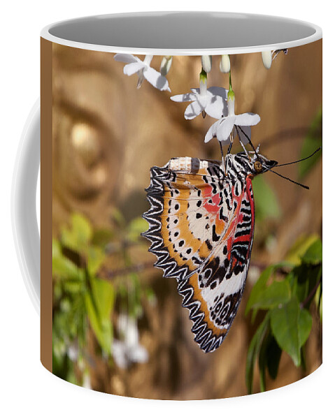 Scenic Coffee Mug featuring the photograph Leopard Lacewing Butterfly DTHU619 by Gerry Gantt