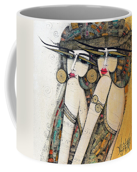 Young Girls Coffee Mug featuring the painting Les Demoiselles by Albena Vatcheva