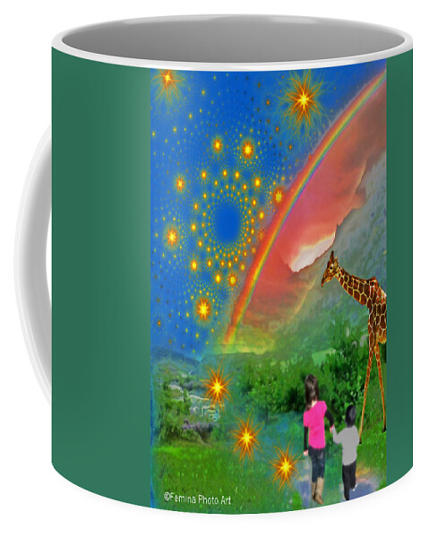 Cd Covers Coffee Mug featuring the digital art Children Walk Into Fantasy by Femina Photo Art By Maggie
