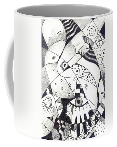 Exuberant Coffee Mug featuring the drawing Let Us Dance by Helena Tiainen
