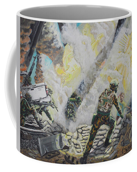 Marines Coffee Mug featuring the painting Liberator's Guardian Angles by Carey MacDonald