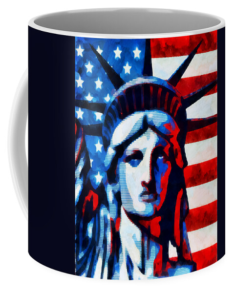  Liberty Coffee Mug featuring the mixed media Liberty 2 by Angelina Tamez