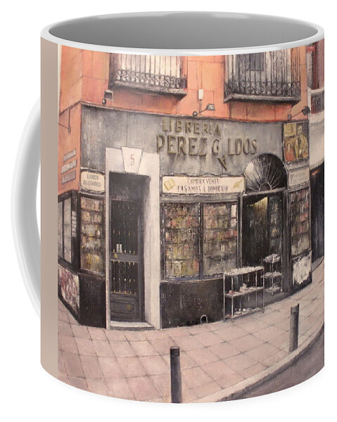 Old Coffee Mug featuring the painting Libreria Perez Galdos by Tomas Castano