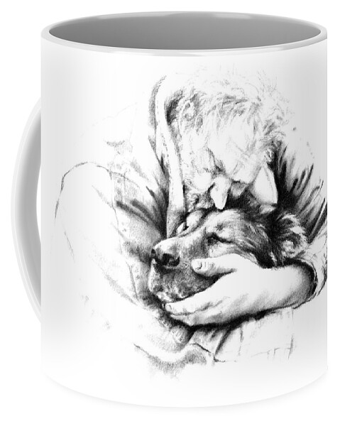 Dog Coffee Mug featuring the drawing Life Together by Natasha Denger