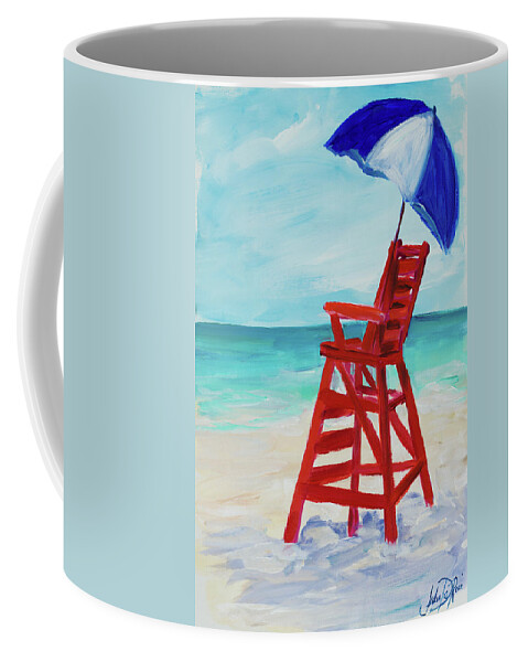 Lifeguard Coffee Mug featuring the painting Lifeguard Post I by Julie Derice