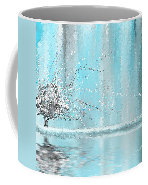 Blue Coffee Mug featuring the painting Light Blue And Gray by Lourry Legarde