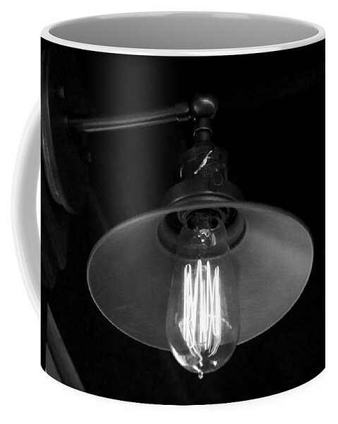 Black And White Coffee Mug featuring the photograph Lightbulb by Allan Morrison