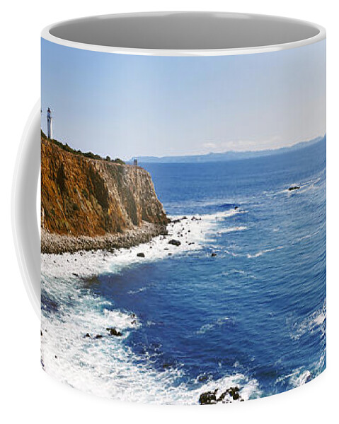 Photography Coffee Mug featuring the photograph Lighthouse At A Coast, Point Vicente by Panoramic Images