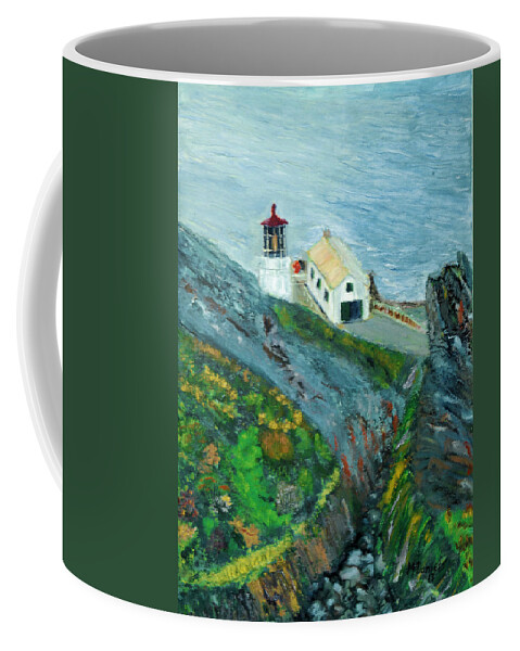 Lighthouse Coffee Mug featuring the painting Lighthouse at Point Reyes California by Michael Daniels