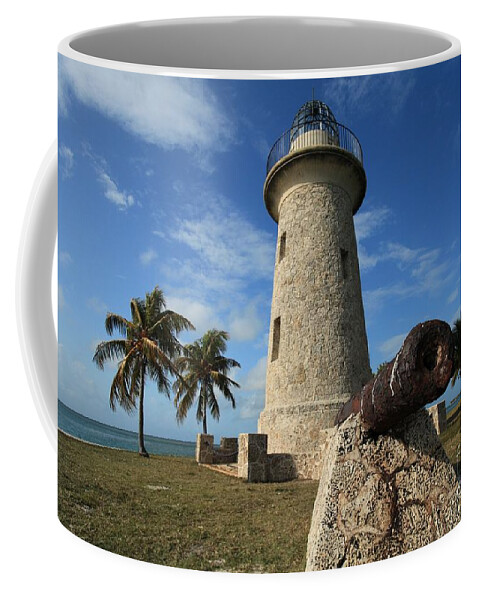 Biscayne Coffee Mug featuring the photograph Lighthouse Defense by Adam Jewell