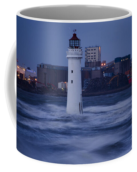 Lighthouse Coffee Mug featuring the photograph Lighthouse in the Storm by Spikey Mouse Photography