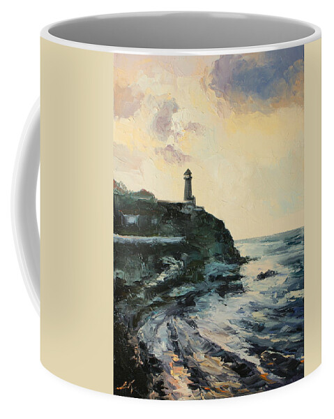 Lighthouse Coffee Mug featuring the painting Lighthouse by Luke Karcz