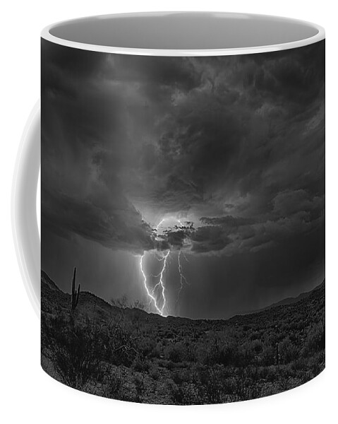 Lightning Coffee Mug featuring the photograph Lightning in Black and White by Saija Lehtonen