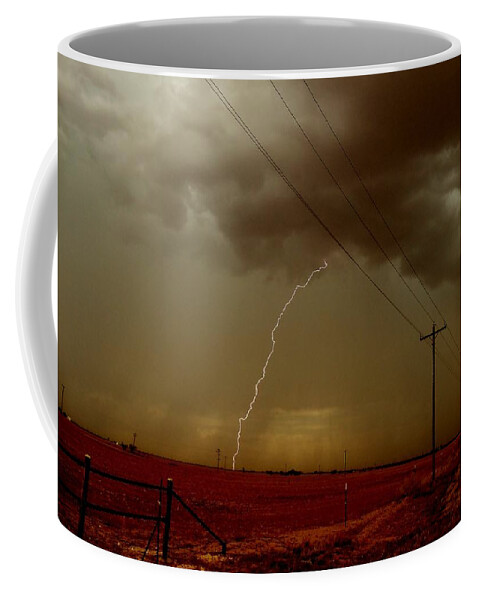 Lightning Coffee Mug featuring the photograph Lightning Strike in Oil Country by Ed Sweeney