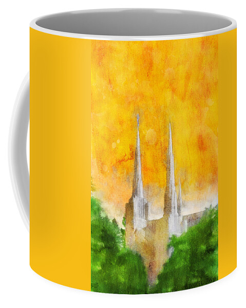 Temple Coffee Mug featuring the painting Like a Fire Is Burning by Greg Collins