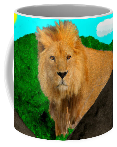 Lion Coffee Mug featuring the painting Lion Prowling by Bruce Nutting