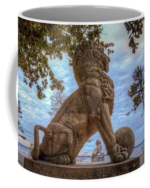 Double Lions Coffee Mug featuring the photograph Lions Bridge West Lakeside by Jerry Gammon