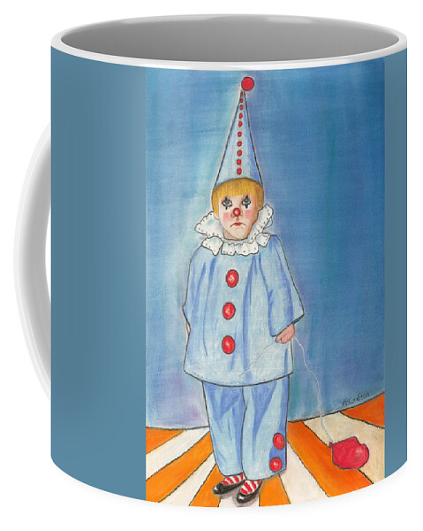 Little Boy Coffee Mug featuring the painting Little Blue Clown by Arlene Crafton