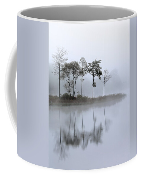 Loch Ard Coffee Mug featuring the photograph Loch Ard trees in the mist by Grant Glendinning