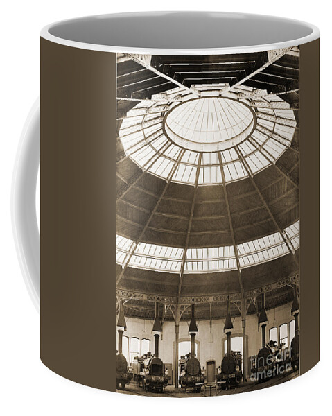 Train Coffee Mug featuring the photograph Locomotive Roundhouse by Getty Research Institute