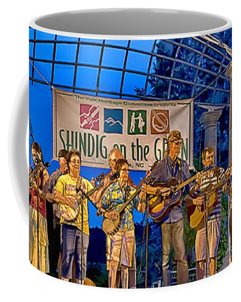 Asheville Coffee Mug featuring the digital art Log Cabin Band by John Haldane