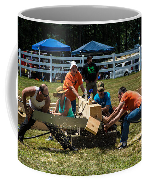 Competition Coffee Mug featuring the photograph Log Cutting Competition by Sherman Perry