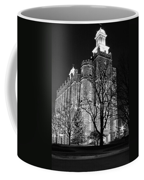 Logan Temple Coffee Mug featuring the photograph Logan Temple Black and White by David Andersen