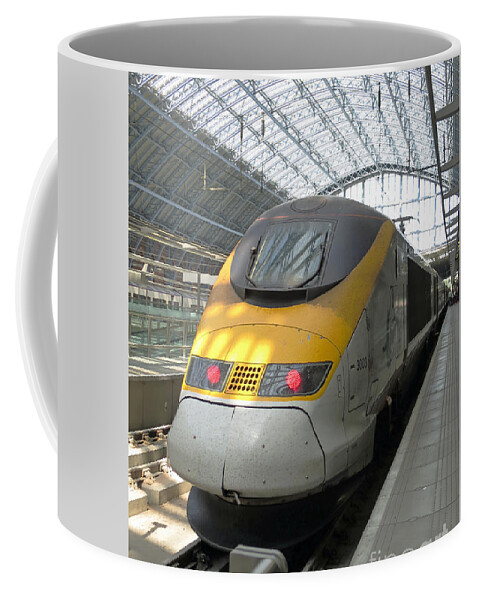 Train Coffee Mug featuring the photograph London Arrival by Ann Horn