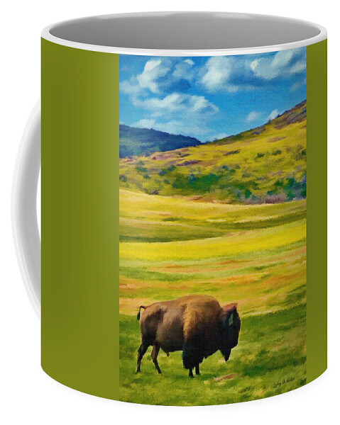 Jeff Coffee Mug featuring the painting Lone Buffalo by Jeffrey Kolker