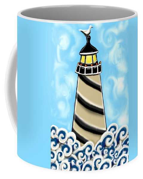 Ocean Coffee Mug featuring the painting Lonely Lighthouse by Cynthia Snyder