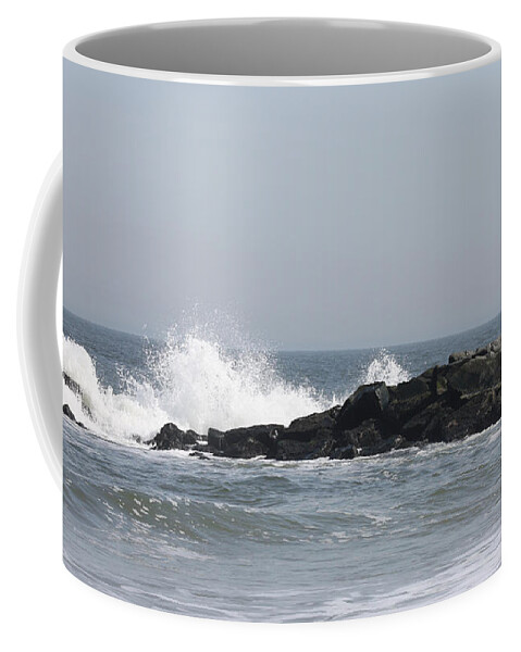 Long Beach Jetty Coffee Mug featuring the photograph Long Beach Jetty by John Telfer