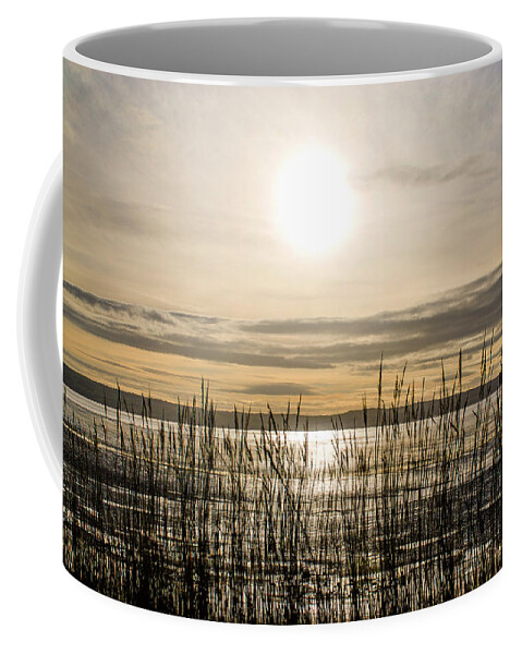North Wales Coffee Mug featuring the photograph Looking at Wales through the grass by Spikey Mouse Photography