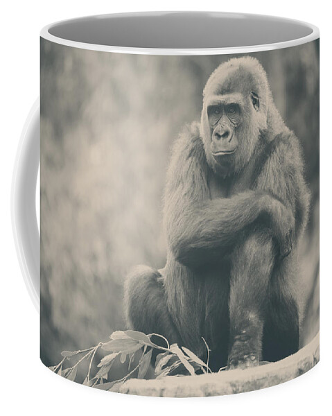 Gorillas Coffee Mug featuring the photograph Looking So Sad by Laurie Search