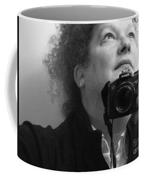 Self-portrait Coffee Mug featuring the photograph Looking Up - b/w by Rory Siegel
