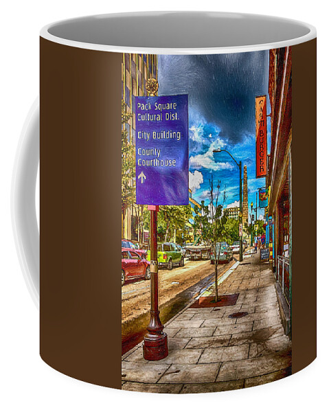 Asheville Coffee Mug featuring the photograph Looking Up Patton Avenue by John Haldane