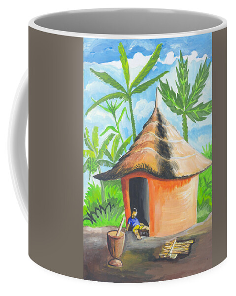 Travel Coffee Mug featuring the painting Lost Childhood by Emmanuel Baliyanga