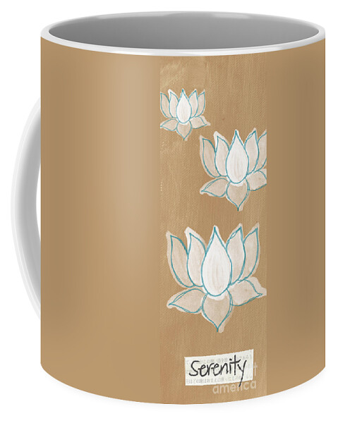 Serenity Coffee Mug featuring the painting Lotus Serenity by Linda Woods