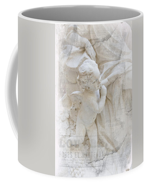 Cherub Coffee Mug featuring the photograph Louvre Cherub with Woman by Evie Carrier