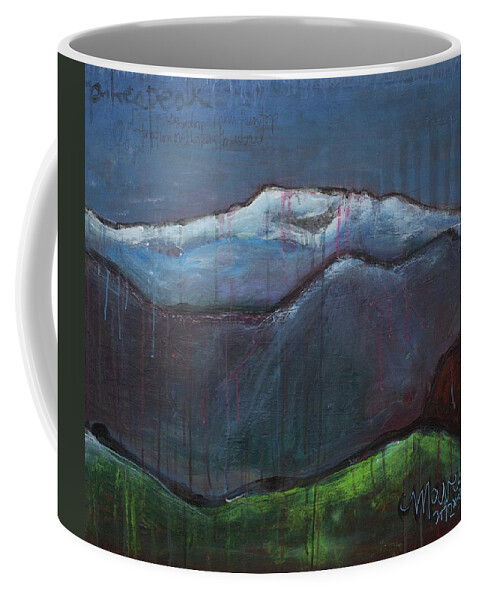Colorado Coffee Mug featuring the painting Love for Pikes Peak by Laurie Maves ART