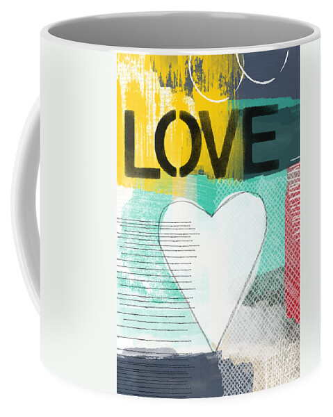 #faaAdWordsBest Coffee Mug featuring the painting Love Graffiti Style- Print or Greeting Card by Linda Woods