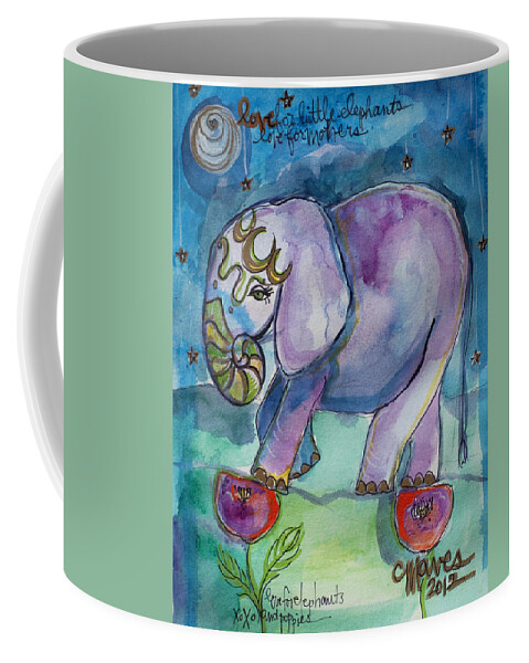 Elephant Coffee Mug featuring the painting Lovely Little Elephant2 by Laurie Maves ART