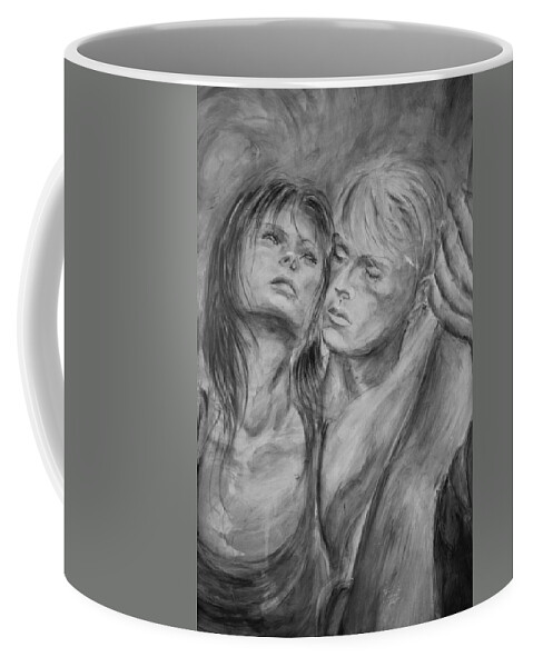 Lovers Coffee Mug featuring the painting Lovers in Mono 02 by Nik Helbig