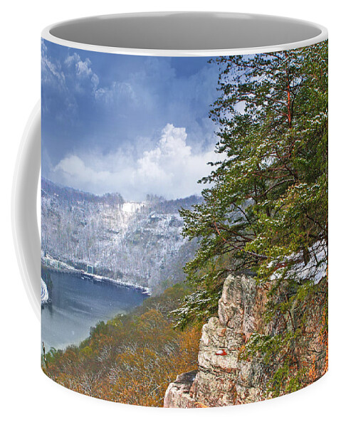 Hawks Nest State Park Coffee Mug featuring the photograph Lovers Leap at Hawks Nest by Mary Almond